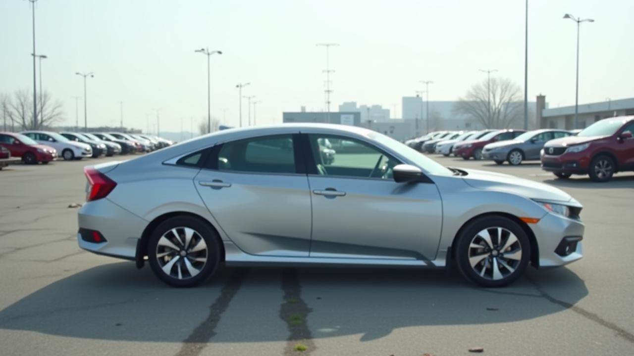 Before: Car on a messy dealership lot with distracting background.