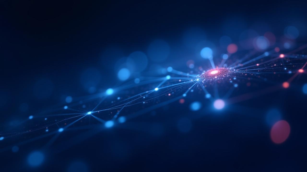 Abstract neural network visualizing interconnected custom visual content workflows