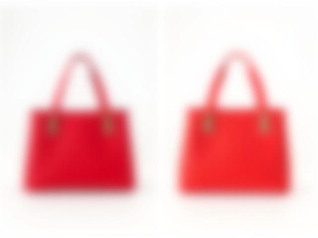 Before and after comparison of a product image, showing dull colors transformed to vibrant, accurate hues via AI color correction.