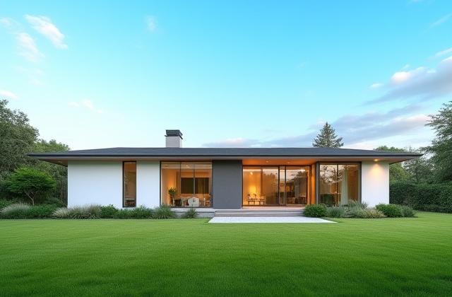 Real estate image with enhanced lighting and sky